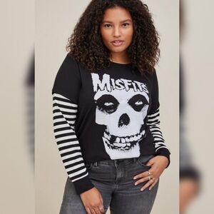 Torrid Misfits Cotton Crew Neck Long Sleeve 2Fer Tee
